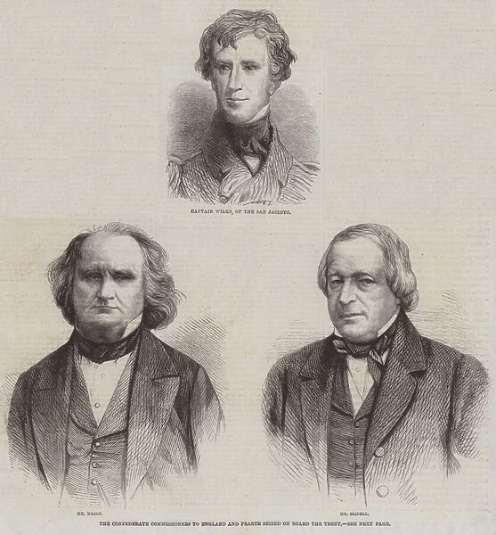 The Confederate Commissioners to England and France seized on Board the Trent (engraving)