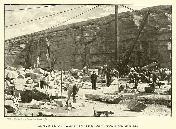 Convicts at work in the Dartmoor quarries (engraving)