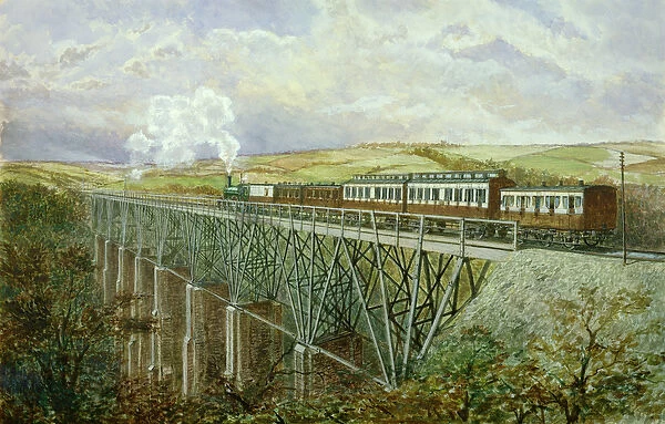 Cornwall Railway, The Gover Viaduct (w  /  c on paper)