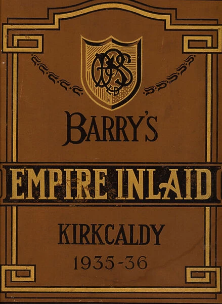 Cover of a catalogue of linoleum samples published by Barrys of Kirkcaldy, 1935-36 (colour litho)