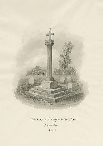 Cross in Pattingham Church-yard: sepia drawing, 1846 (drawing)