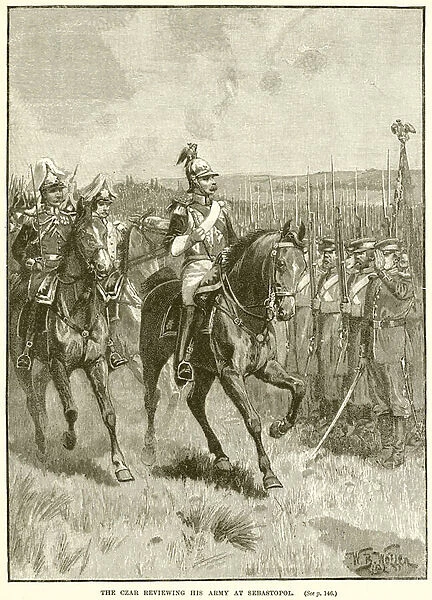 The Czar reviewing his Army at Sebastopol (engraving)