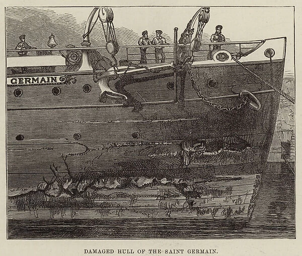 Damaged Hull of the Saint Germain (engraving)