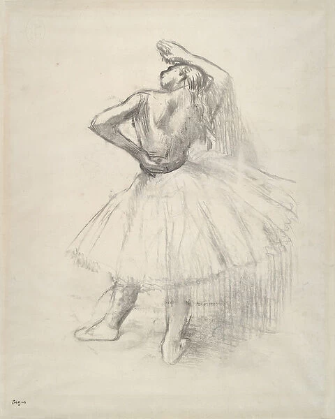 Danseuse debout, le bras droit leve, c. 1891 (counterproof of drawing on paper)