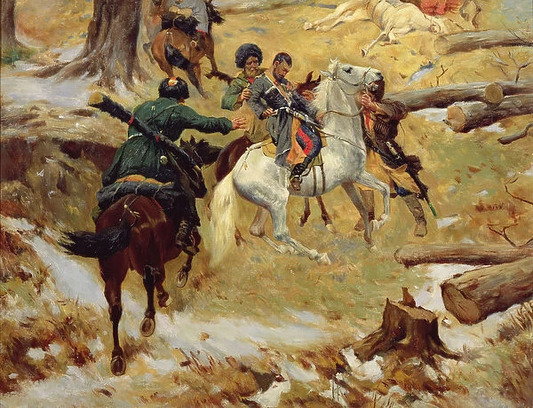 The Death of Major General Sleptsov in Chechnya (oil on canvas)