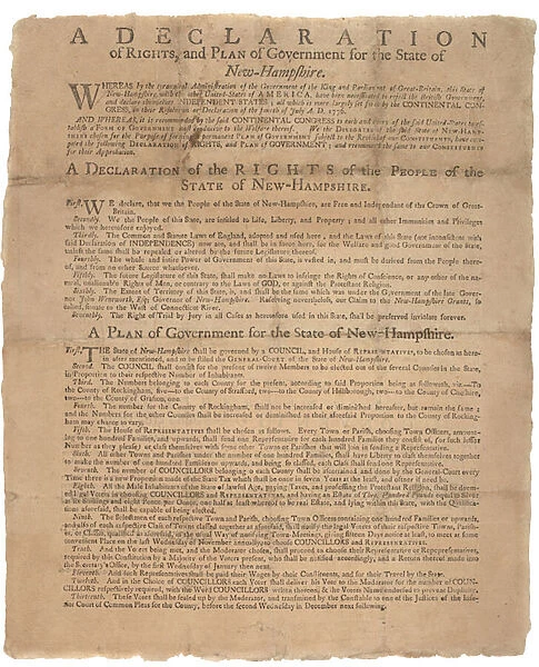 A Declaration of Rights, and a plea of government for the State of New Hampshire