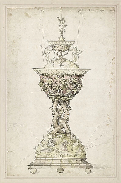 Design for a Table Fountain, 1509 (pen & ink and w  /  c on paper)