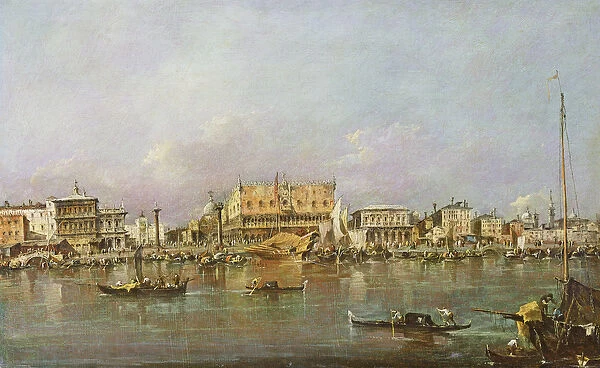 Doges Palace and view of St. Marks Basin, Venice (oil on canvas)
