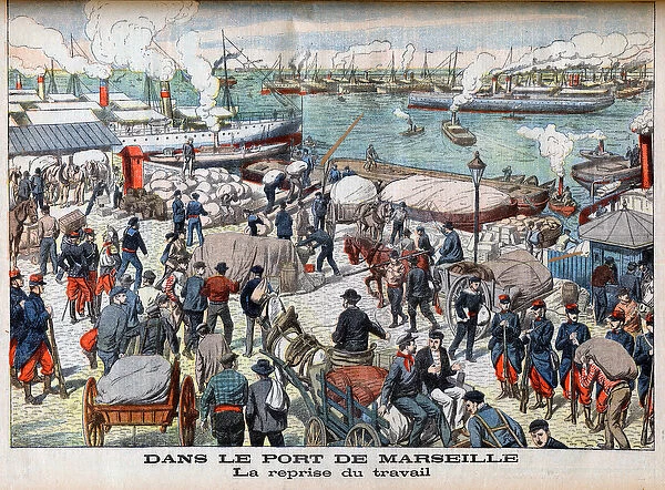 The End of the Strike in Marseille, illustration from Le petit Journal
