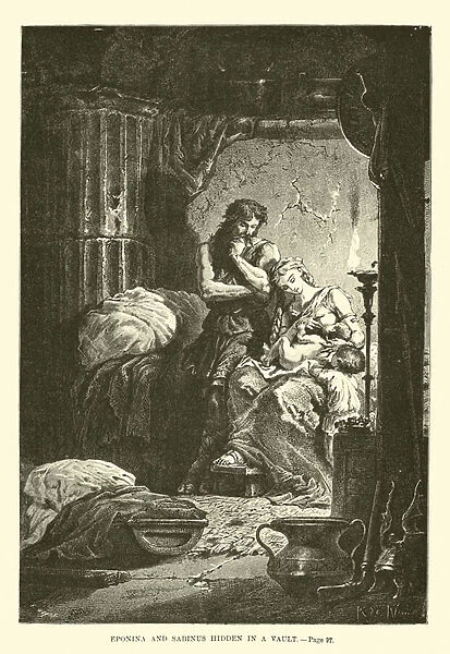 Eponina and Sabinus hidden in a vault (engraving)