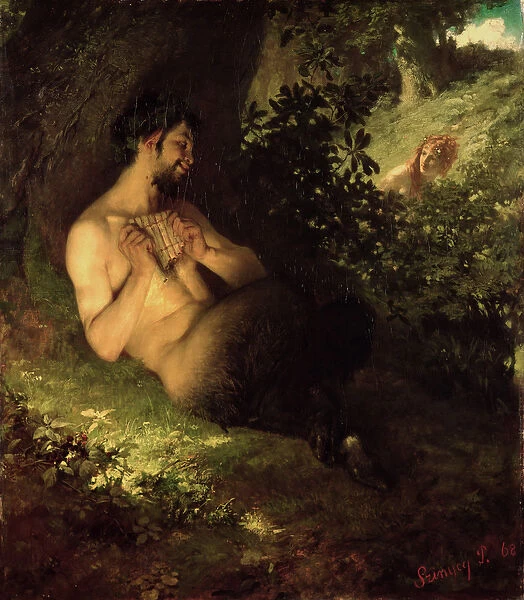 Faun and Nymph, 1868 (oil on canvas)