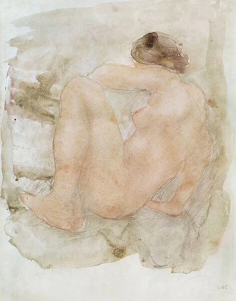 Female nude (pencil & w  /  c on paper)