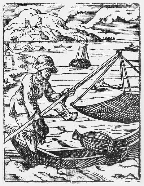 The fisherman (woodcut) (b  /  w photo)