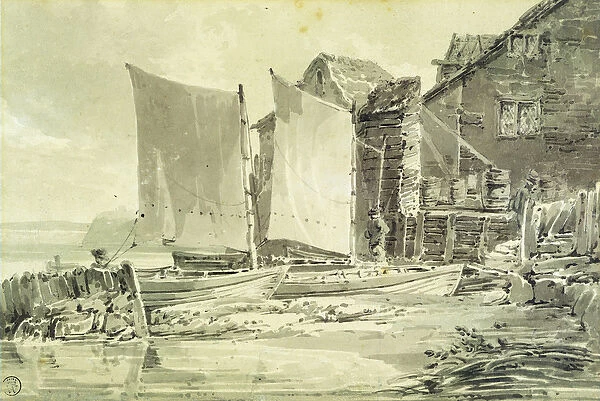 Fishermans Cottage, Dover, 1790s (pencil & grey wash on laid paper)