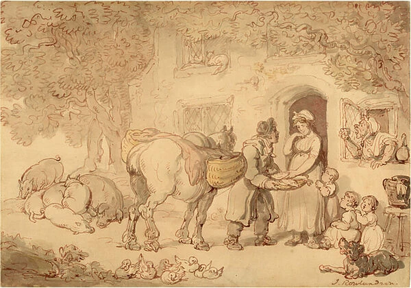 The Fishseller, about 1775-1800 (Watercolour and ink)