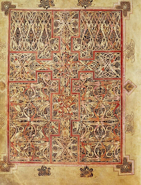 Fol. 220 Carpet page, from the Lichfield Gospels, c. 720 (vellum)