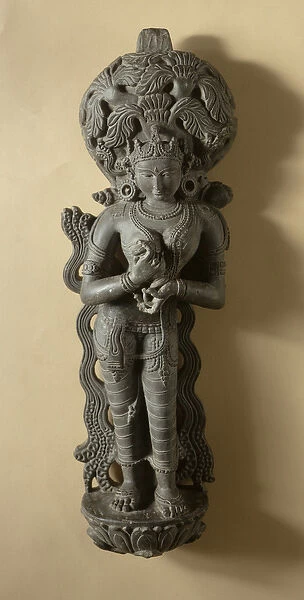 Ganga, goddess who personifies the sacred River Ganges, Mahanad, Bengal (stone)