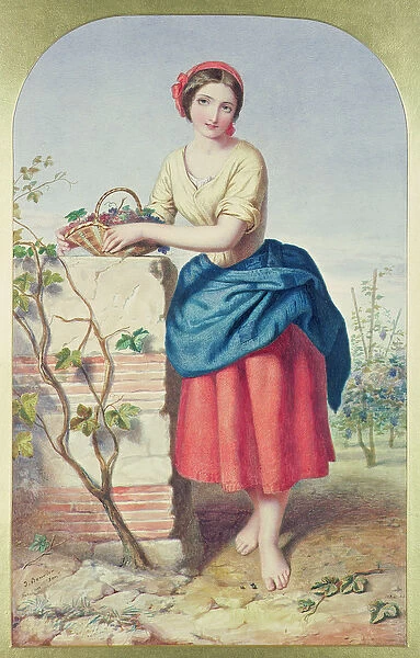 Girl with Basket of Grapes, 1860 (w  /  c)
