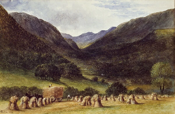 Harvest Time, Llyn Crafnant, North Wales, 1869 (w  /  c on paper)