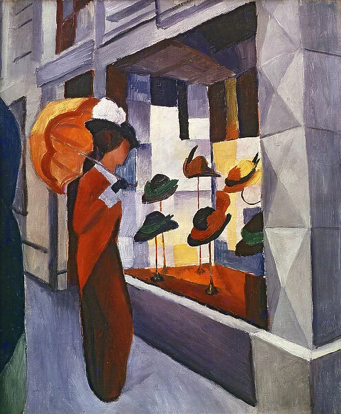 In front of the Hat Shop, 1914 (oil on canvas)