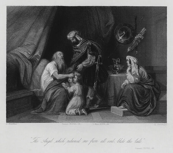 Jacob blessing Ephraim and Manasseh, Genesis XLVIII, 16 (engraving)