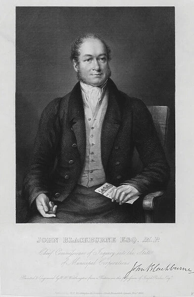 John Blackburne, English politician, MP for Huddersfield and Chief Commissioner of the Inquiry into the State of Municipal Corporations, 1835 (engraving)
