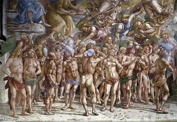 The last judgment: the elected. Detail (fresco, 1499-1502)