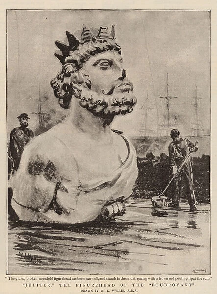 'Jupiter, 'the Figurehead of the 'Foudroyant'(litho)