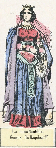 La reine Nantilde, femme de Dagobert 1r (coloured engraving)