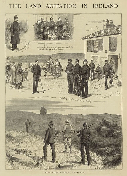 The Land Agitation in Ireland, Irish Constabulary Sketches (engraving)