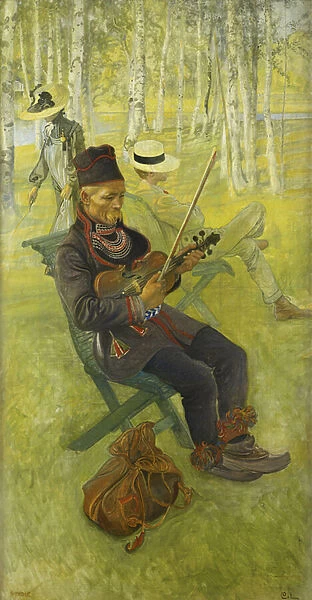 A Laplander; Lapp Spelender Fiol, 1910 (oil and watercolour on canvas)