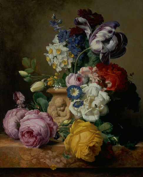 Still Life of Flowers, 1852 (oil on panel)