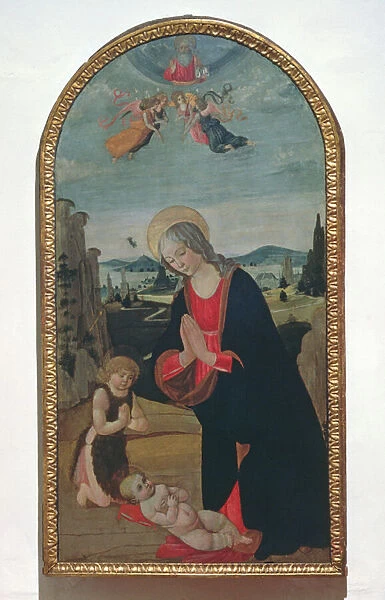 Madonna and the Infant St. John the Baptist adoring the Christ Child (panel)