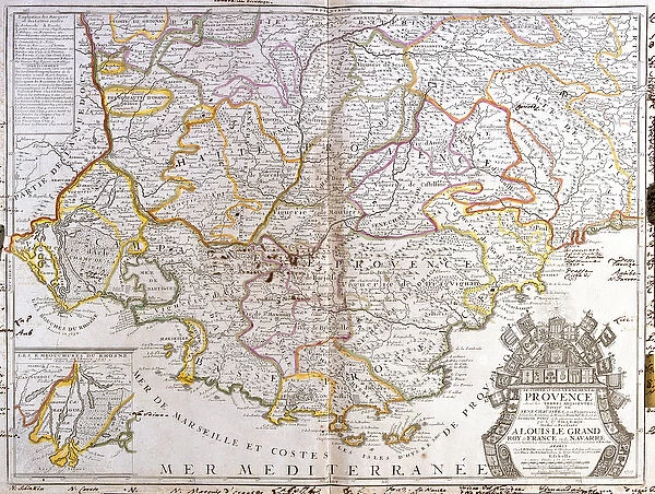 Map of Provence (France) (Engraving, 1717)