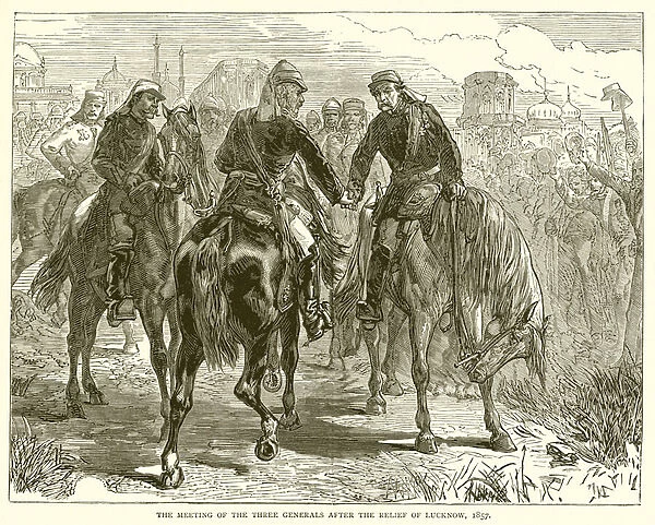 The Meeting of the Three Generals after the Relief of Lucknow, 1857 (engraving)