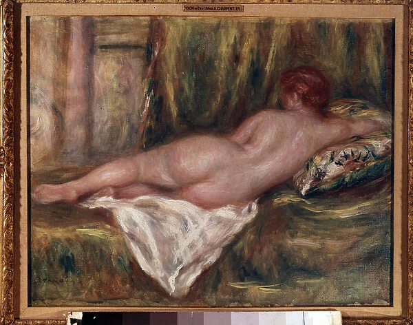Naked layer seen from back or rest after bath Painting by Pierre Auguste Renoir