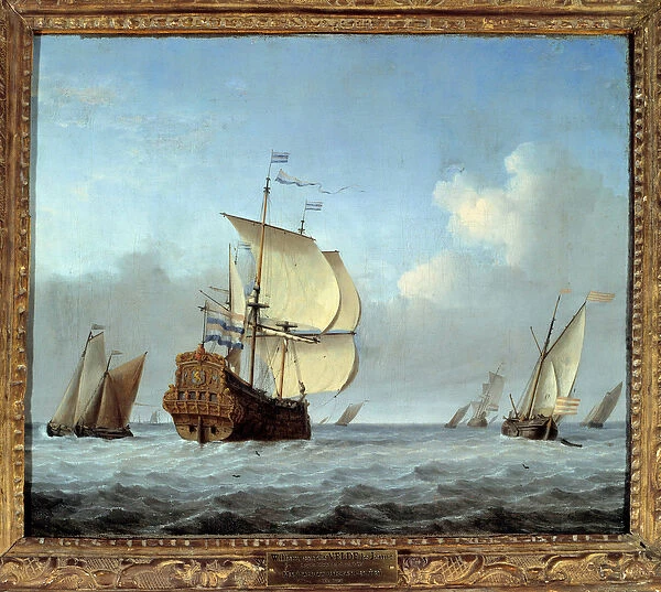 Navy with flagship Painting by Willem Van de Velde II le Jeune (1633-1707