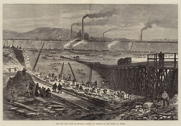 The New East Dock at Swansea, opened on Tuesday by the Prince of Wales (engraving)