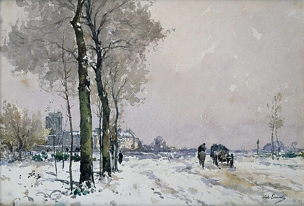 The Outskirts of a Town, Winter (oil on canvas)