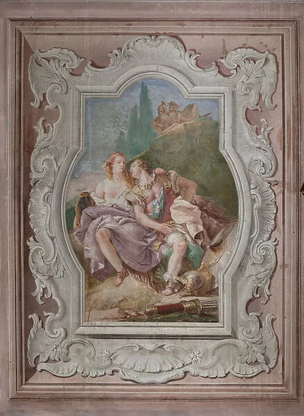 Palazzina (Small Building): view of the fourth room or of Torquato Tasso, with freescoes representing episodes of 'Jerusalem Delivered': 'Rinaldo and Armida in the enchanted garden, secretely observed by Ubaldo and Carlo'