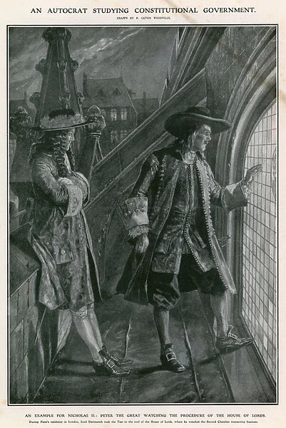 Peter the Great watching the procedure of the House of Lords (litho)