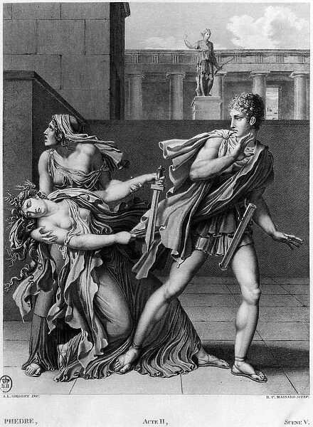 Phaedra, Oenone and Hippolytus, illustration from Act II Scene 5 of Phedre