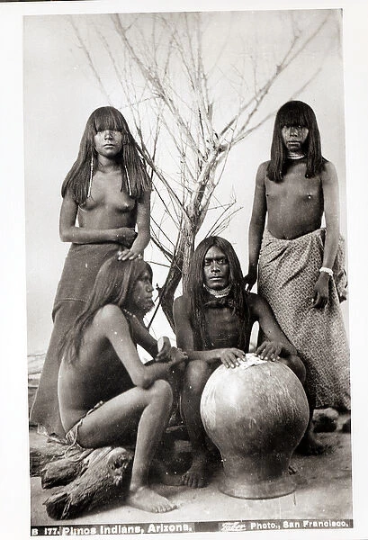 Pimos Indians in Arizona (b  /  w photo)