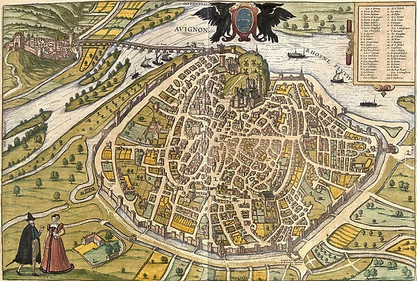 Plan of Avignon, France (etching, 1572-1617)