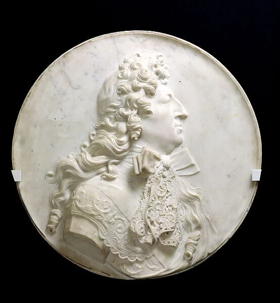 Portrait medallion of Louis XIV (1638-1715) c. 1685 (marble)