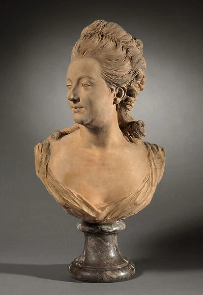 Portrait of Melle de Vandeul, possibly 1760 (terracotta on a marble base)