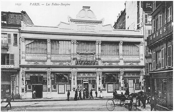 Postcard depicting the Folies Bergere, rue Richer, Paris, c. 1900 (b  /  w photo)