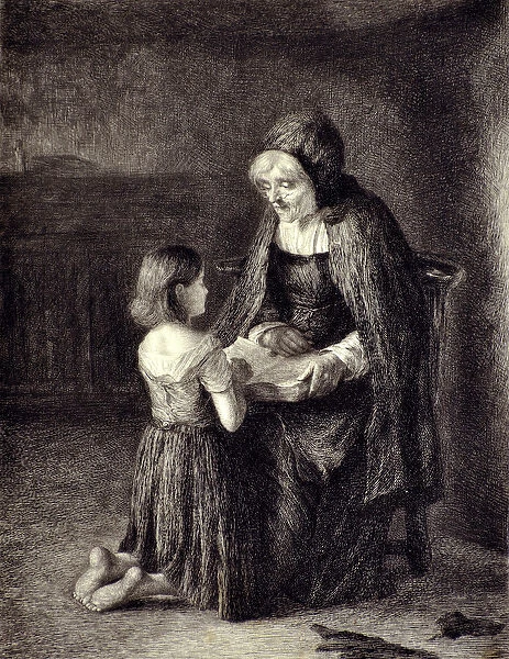 Prayer, 19th century (etching)