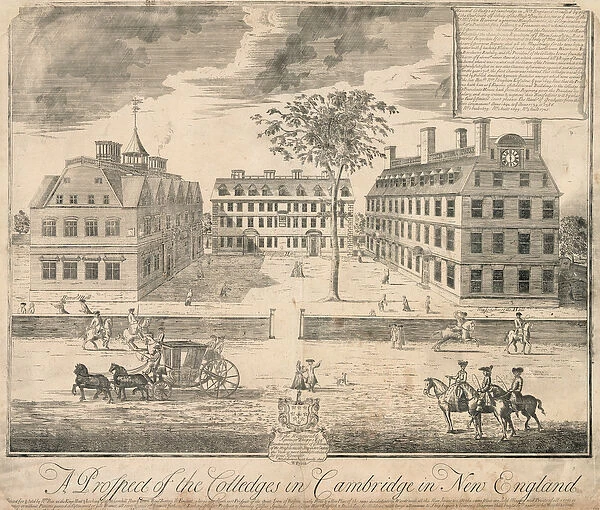 Print of Harvard University c. 1700, c. 1700 (engraving)