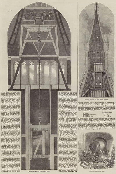 Raising the Great Bell at the New Palace of Westminster (engraving)